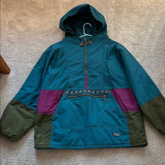 L.L. Bean Dark Teal  Hooded Thermal Anorak - Size Men's Large or plus size Women - Picture 1 of 14